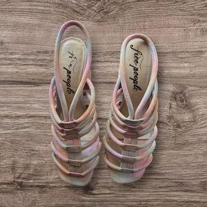 Free People Collette Rainbow Cinched Heel Shoes Size 6 5
